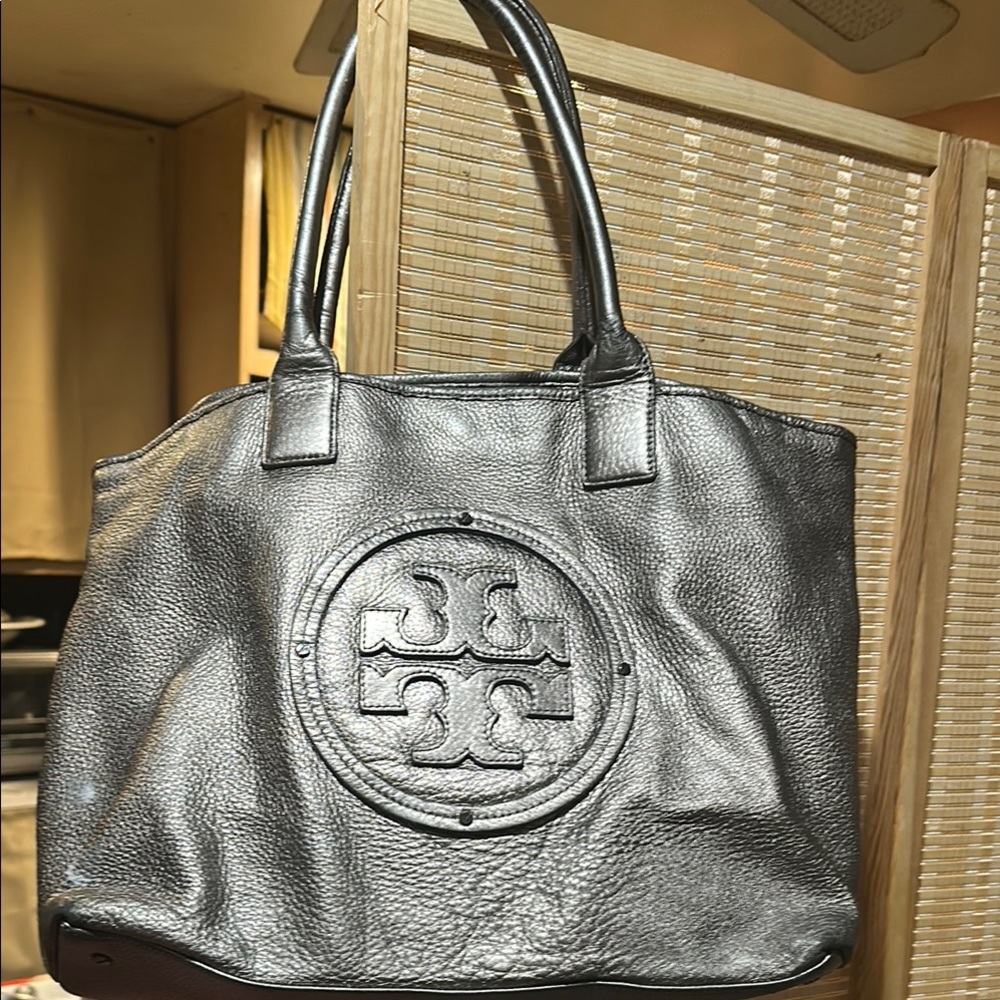 Tory Burch Metallic Silver Tote